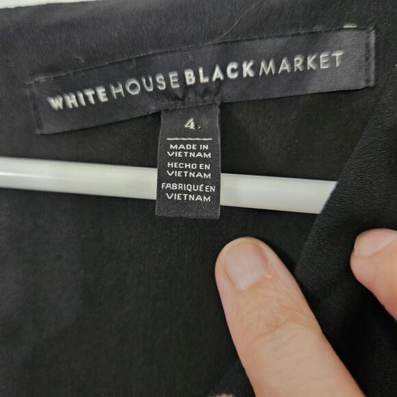 White House Black Market Long Bell Sleeve Floral Shift Dress V Neck Size 4 Small - Picture 8 of 9